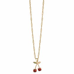Sweet Crystal Cherries Gold Necklace