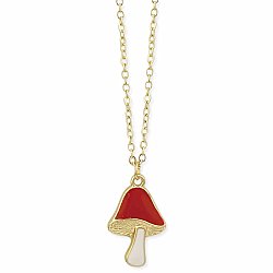 Red Capped Mushroom Gold Necklace