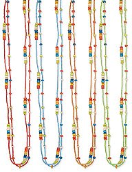 Set of 2 Long Seed Bead Dyed Bone Necklaces