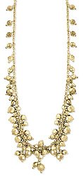 Gold Metal Facet Bead Cluster Necklace
