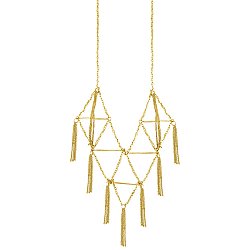 Gold Metal Geometric Triangle Tassle Necklace