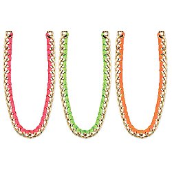 Neon Threaded Gold Chain Necklace