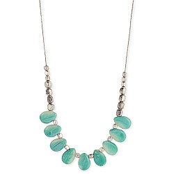 Silver & Turquoise Marbled Teardrop Necklace