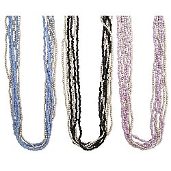 Silver Metal & Color Seed Bead Necklace