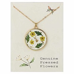 Cottage Floral Yellow Dried Flower Necklace