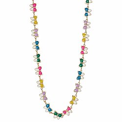Colorful Wings Butterfly Gold Link Necklace