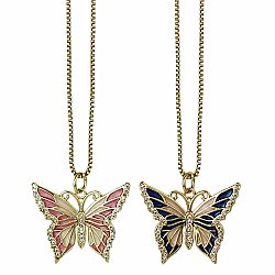 Beautiful Butterfly Gold Crystal Necklace
