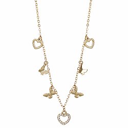 Butterfly Heart Gold Charm Necklace