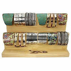 Assorted Cuff Bracelet Wide Wood Display - 18 pcs