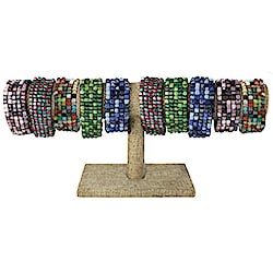 Glass Bead Mosaic Stretch Bracelet Display