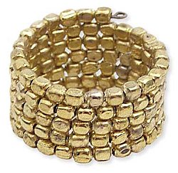 5 Line Gold Metal Seed Bead Coil Ring