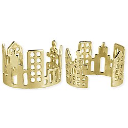 Gold Cutout New York Skyline Adjustable Ring
