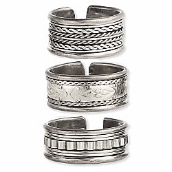 Antiqued Silver Adjustable Men's Band Ring