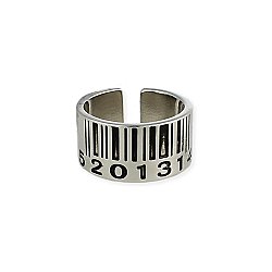 Silver Bar Code Band Ring