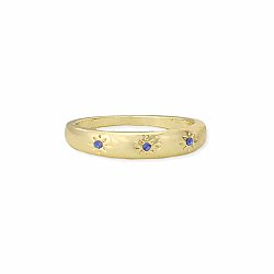 Blue Twinkling Stars Gold Band Ring