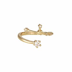 Gold Crystal Aries Constellation Ring