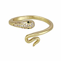 Sneaky Snake Crystal Gold Wrap Ring