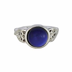 Round Silver Etched Band Mood Ring