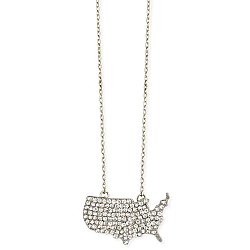 Silver & Crystal United States Pendant Necklace