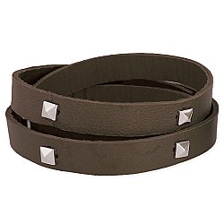 Brown Studded Leather Wrap Bracelet