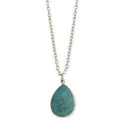 Turquoise Stone Teardrop Necklace