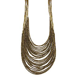 Gold Wire & Bead Drape Necklace