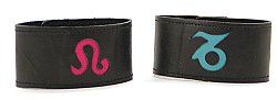 Black Leather Zodiac Cutout Cuff Bracelet