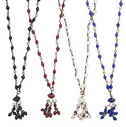 14" Dark Metal Facet Bead Dangle Necklace