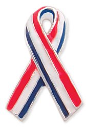 Red/White/Blue Striped Enamel Awareness Ribbon Tack Pin