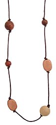 34" Wood Bead & Wrapped Bead Necklace
