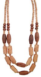18" 2 Line Mixed Wood Bead Necklace