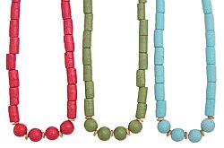 18" Cylinder and Round Painted Wood Bead Necklace