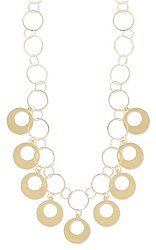 18" Gold Metal Cutout Circle Disk Dangle Necklace