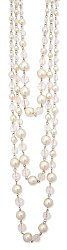 3 Line Graduating White Faux Pearl Bead Necklace