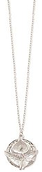 16" Silver Metal Round Calla Lily Pendant Necklace