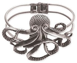 Silver Metal Octopus Hinge Cuff
