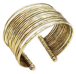 Gold Metal Thin Hammered Bunch Cuff Bracelet