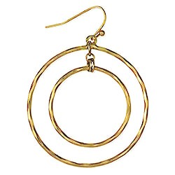 On Target Gold Textured Circles Earrings