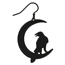 Mystic Night Black Raven Moon Earrings