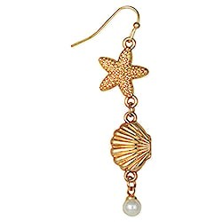 Beach Treasures Shell Starfish Gold Earrings