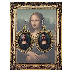 Mona Lisa Print Gold Framed Fine Art Earrings