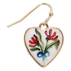 Fresh Picked Gold Heart Red Flower Earrings