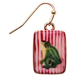 Funky Frog Print Gold Stripe Earrings