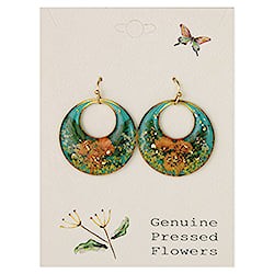 Blue Moods Gold Circle Orange Dried Flower Earrings