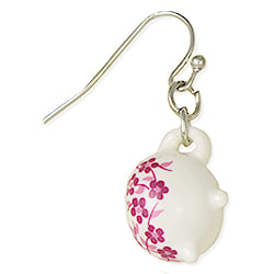 Tiny Teapot Pink Flower Ceramic Earrings
