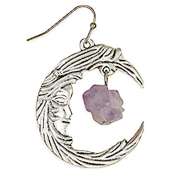 Magical Moon Silver Crescent Amethyst Earrings