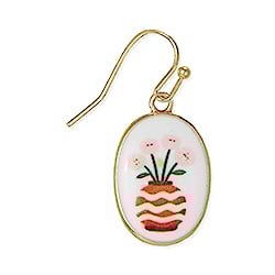Cozy Decor Flower Vase Enamel Gold Earrings