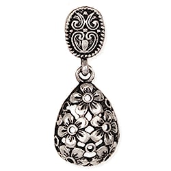 Vintage Drops Silver Flower Teardrop Post Earrings