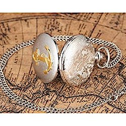 Nautical Vintage Silver Gold Anchor Watch Necklace