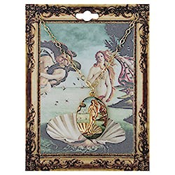 Venus Print Gold Oval Fine Art Necklace